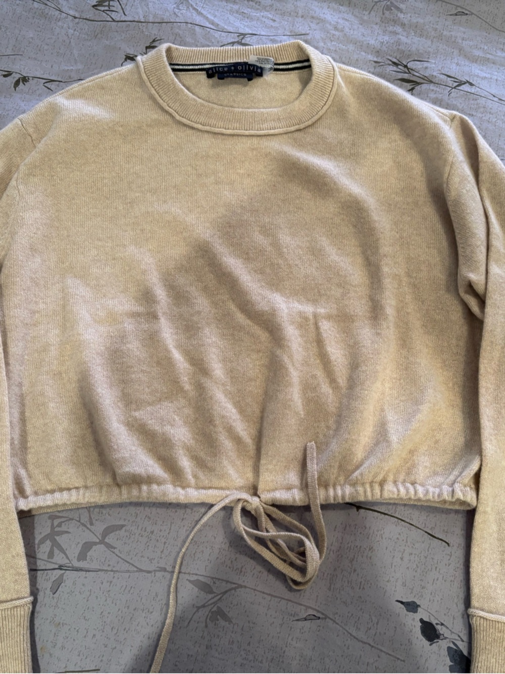 Alice + Olivia Blush Drawstring Hem Crewneck Sweater - Picture 2 of 4